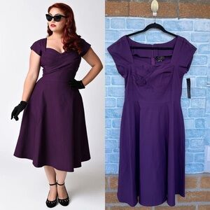 STOP STARING RETRO STYLE EGGPLANT COLOR DRESS SIZE 14